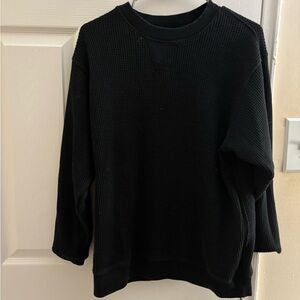 Black Waffle Knit Sweater